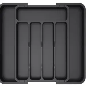 Lifewit Silverware Drawer Organizer, Expandable Utensil Tray for Kitchen, BPA Free Flatware and Cutlery Holder, Adjustable Durable Plastic Organizers Storage for Spoons Forks Knives,black