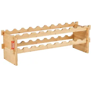 VEVOR 18 Bottle Stackable Modular Wine Rack Bamboo Wood Shelf 2-Tier