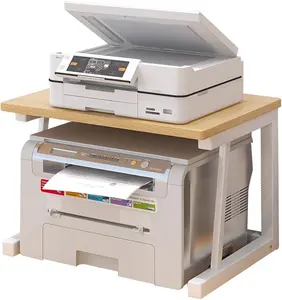 2 Tiers Wood Desktop Printer Stand, Heavy Duty Under Desk Small Printer Table, Home Office Printer Copier Stand, Printer Rack Desk Organizer Shelf For Small Space