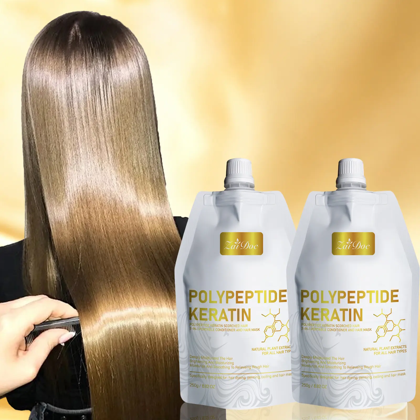 Polypeptide Keratin Hair Mask 250g – Deeply repairs hair strands, nourishes and moisturizes, enhances natural shine, continuously replenishes nutrients, improves hair softness and radiance, leaving hair healthier, brighter, and more textured.