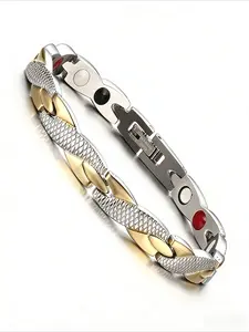 Fashion Stainless Steel Health Energy Magnetic Chain Bracelet, Unisex Jewelry, Stylish Accessory for Men and Women, Cuban Bracelet, Magnetic Bangle Jewelry