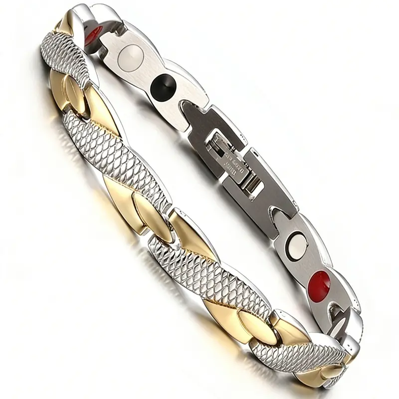 Fashion Stainless Steel Health Energy Magnetic Chain Bracelet, Unisex Jewelry, Stylish Accessory for Men and Women, Cuban Bracelet, Magnetic Bangle Jewelry, Cuban Link Bangle, Fashion Bracelets