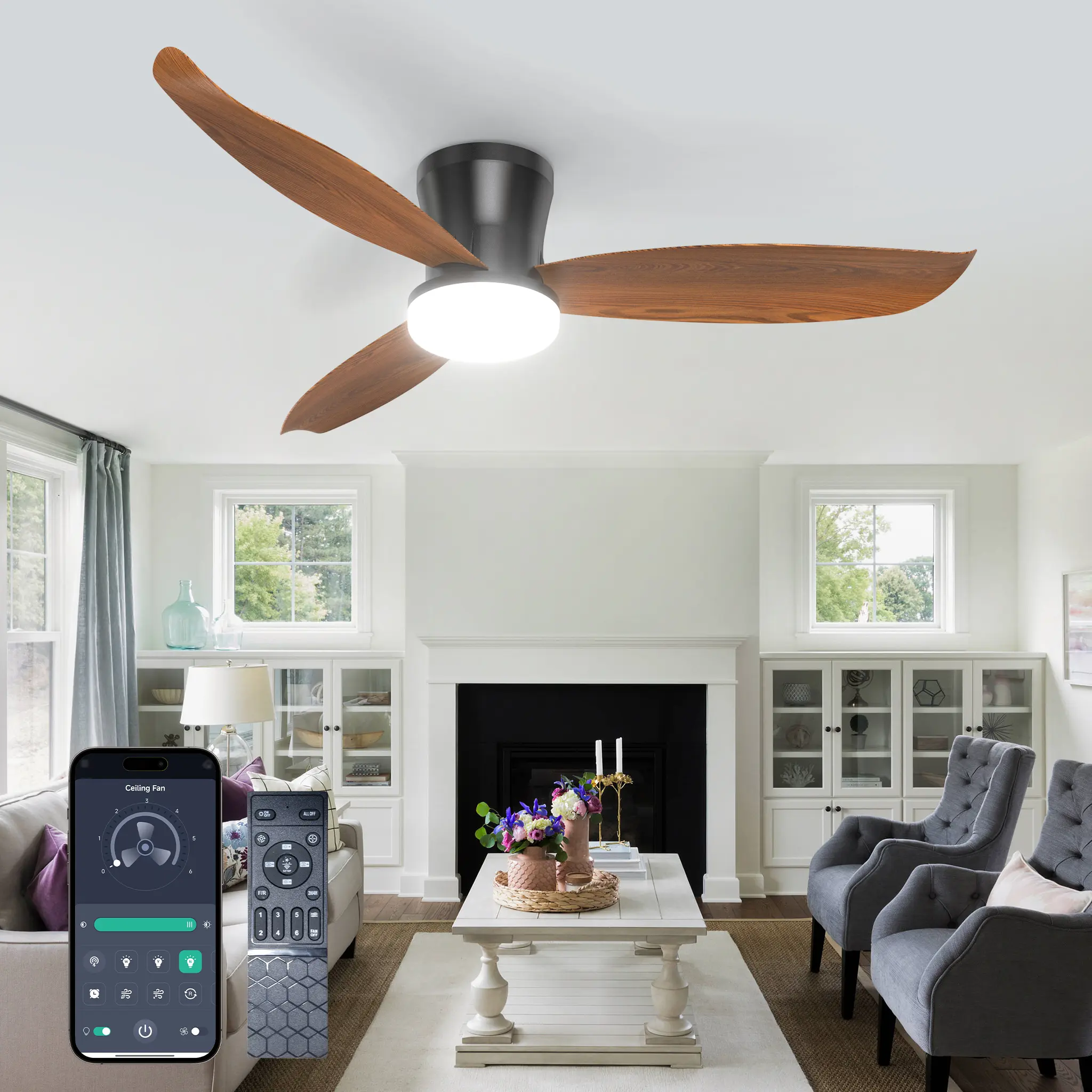 Natural Wood Ceiling Fan- 42IN