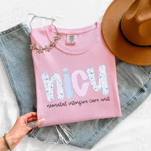 Comfort Colors Floral NICU Nurse Shirt, Neonatal Intensive Care Unit Tee, Cute NICU Nurse Gift, Botanical Nursing T-Shirt, NICU Crew Top