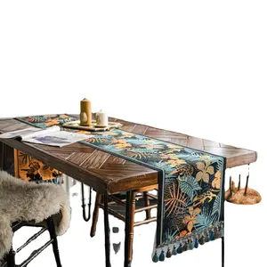 Yimanqiyun American Style Tropical Plant and Animal Table Runner Coffee Table TV Cabinet Runner Size 35x140 to 35x400cm