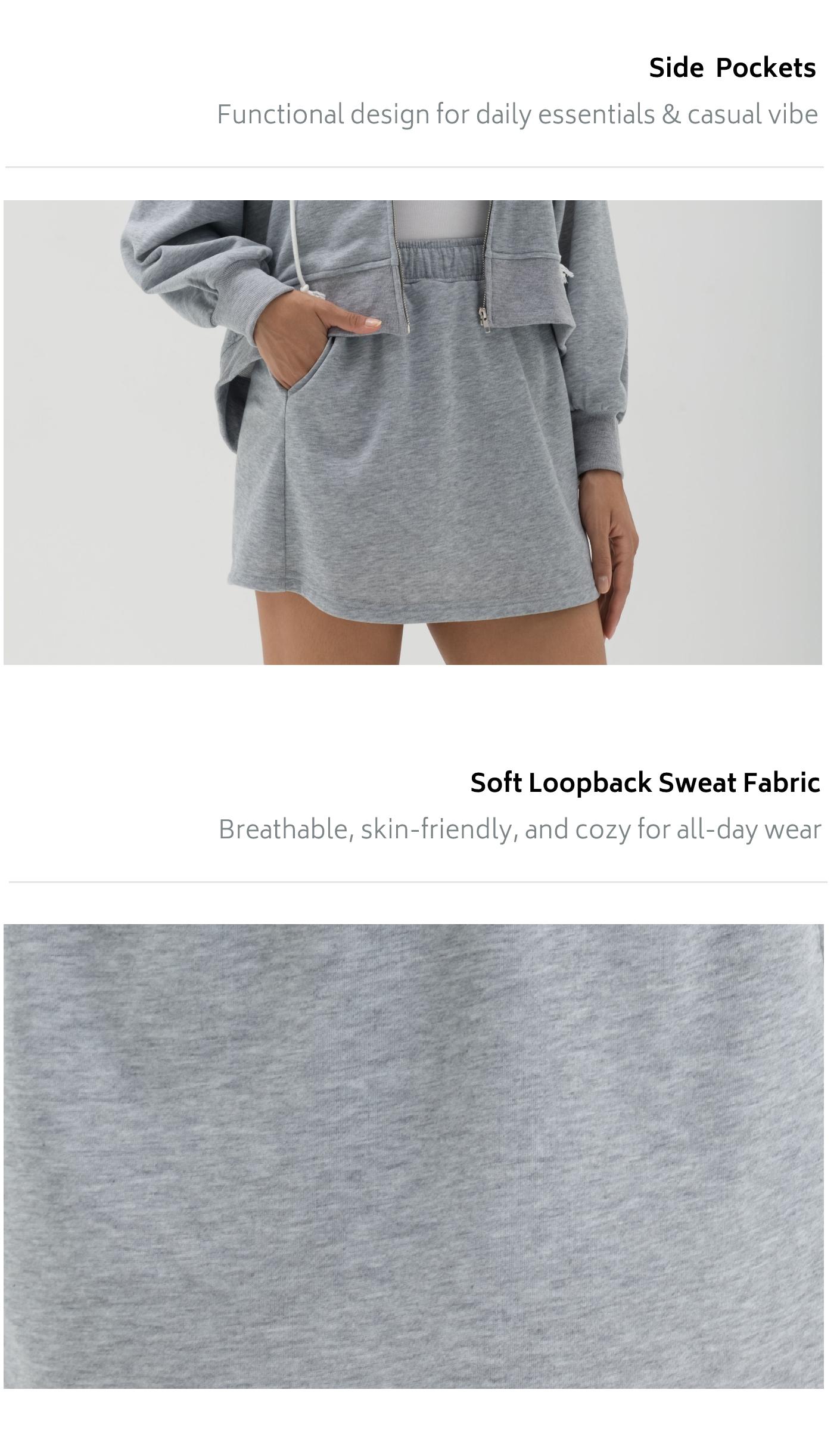 Chicovar Women’s Spring Sweatshirt Mini Skirt – High Waist Elastic A-Line with Pockets | School Campus, Coffee Run, Airport Travel, Gym Workout, Weekend Brunch, Beach Walk Outfit