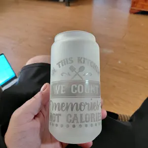 Engraved Glassware with "This Kitchen We Count Memories Hot Calories" Design for Unique Kitchen Decor