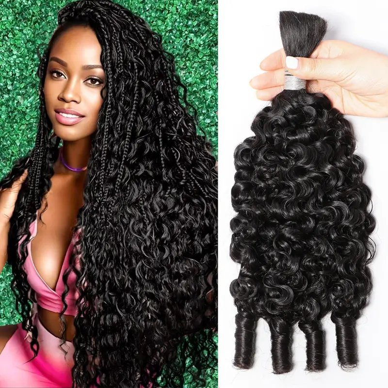 VIPbeauty Boho Human Braiding Hair Burmese Curly Bulk for Daughter/Friend For Bohemian Knotless Braids Natural Curly End No Weft 1/3 Bundles 100g/1 Bundles 1B Natural Black Salon-Quality#SohoChic