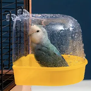 Transparent large bird bath box, suitable for parrots, magpies, phoenixes, peonies, budgerigars and other birds