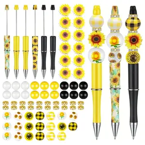 A06 Bulk DIY Pen & Bead Craft Supplies - Wood Bead Pens, Ballpoint Pens & Wax Pens for Jewelry Making & Gift Creating