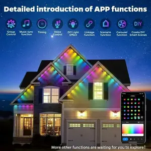 Permanent Outdoor Lights, 100ft Smart RGB+IC Outdoor Lights with 72 Scene Modes, 60 LED Eaves Lights IP67 Waterproof for Holidays, Party, Daily, Compatible with Alexa, Google Assistant patio lamp swag