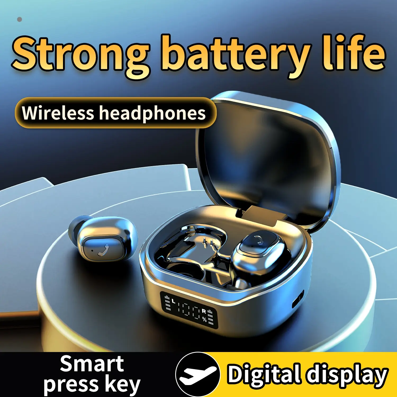 MSHUKCOE SK46 True Wireless Earbuds - 3.7g Ultra-Light In-Ear Headphones with Digital Display ClearAudio ComfortableWear SmartControls DigitalDisplay UltraLightweight summerwins