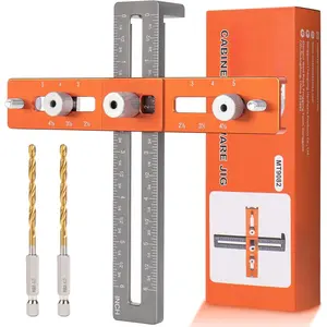 Cabinet Hardware Jig, Cabinet Handle Template, Cabinet Installation Tools With Adjustable Knob,Punch Locator Precision Woodworking Drill Guide For Drawer, Cupboard, Door, File Shelves