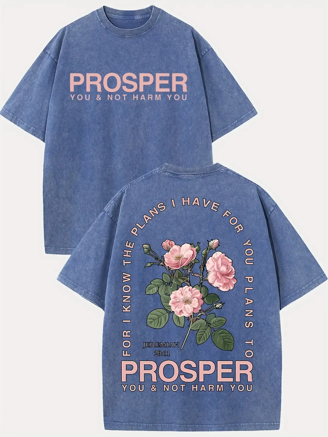 Vintage Baggy T-Shirt for Men in Distressed Cotton, Ripped Christian Graphic Streetwear with Drop Shoulder and Round Neck