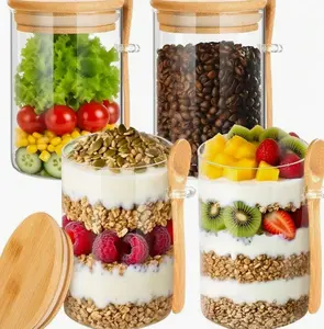Overnight Oats Jars with Lids & Spoons | 18oz Glass Storage Containers for Chia Pudding, Yogurt, Snacks & Oatmeal