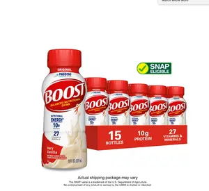 BOOST Original Balanced Nutritional Drink, Very Vanilla, 10 g Protein, 15 - 8 fl oz Bottles