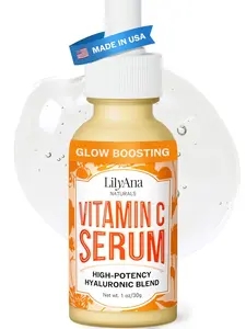 LilyAna Naturals Vitamin C Serum for Face with Hyaluronic Acid and Vitamin E, Anti Aging Serum, Reduces Age Spots and Sun Damage, Promotes Collagen and Elastin (1oz)