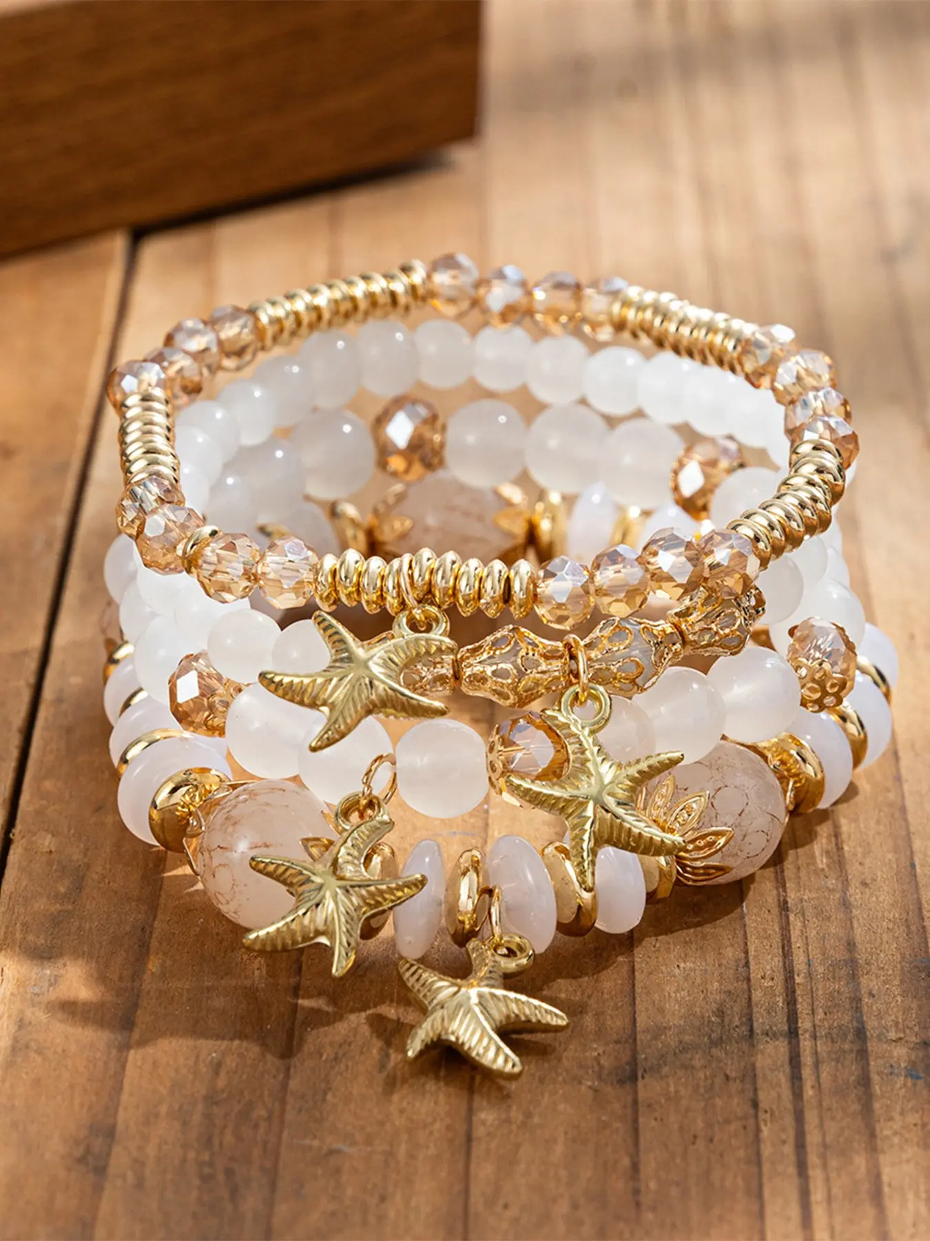 Bohemian Style Jewelry Set, Ocean Star Pendant Multi-Layer Beaded Bracelet, Alloy Material, Casual Daily Wear, All Seasons, Bohemian Bracelets, Boho Style Jewelry, Stackable Bracelets, Bracelet Sets