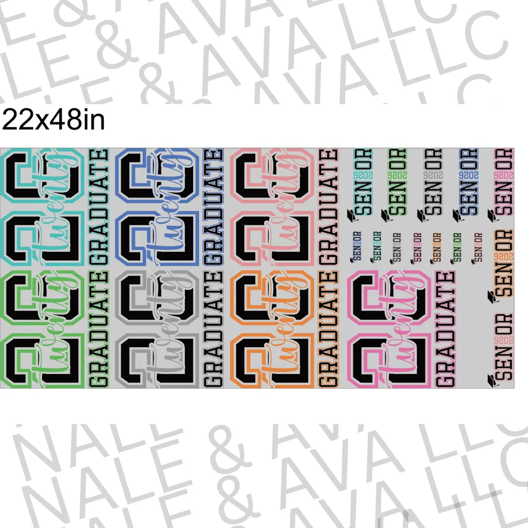 Senior 2026 DTF 22X48 Pre-Made Gang Sheet