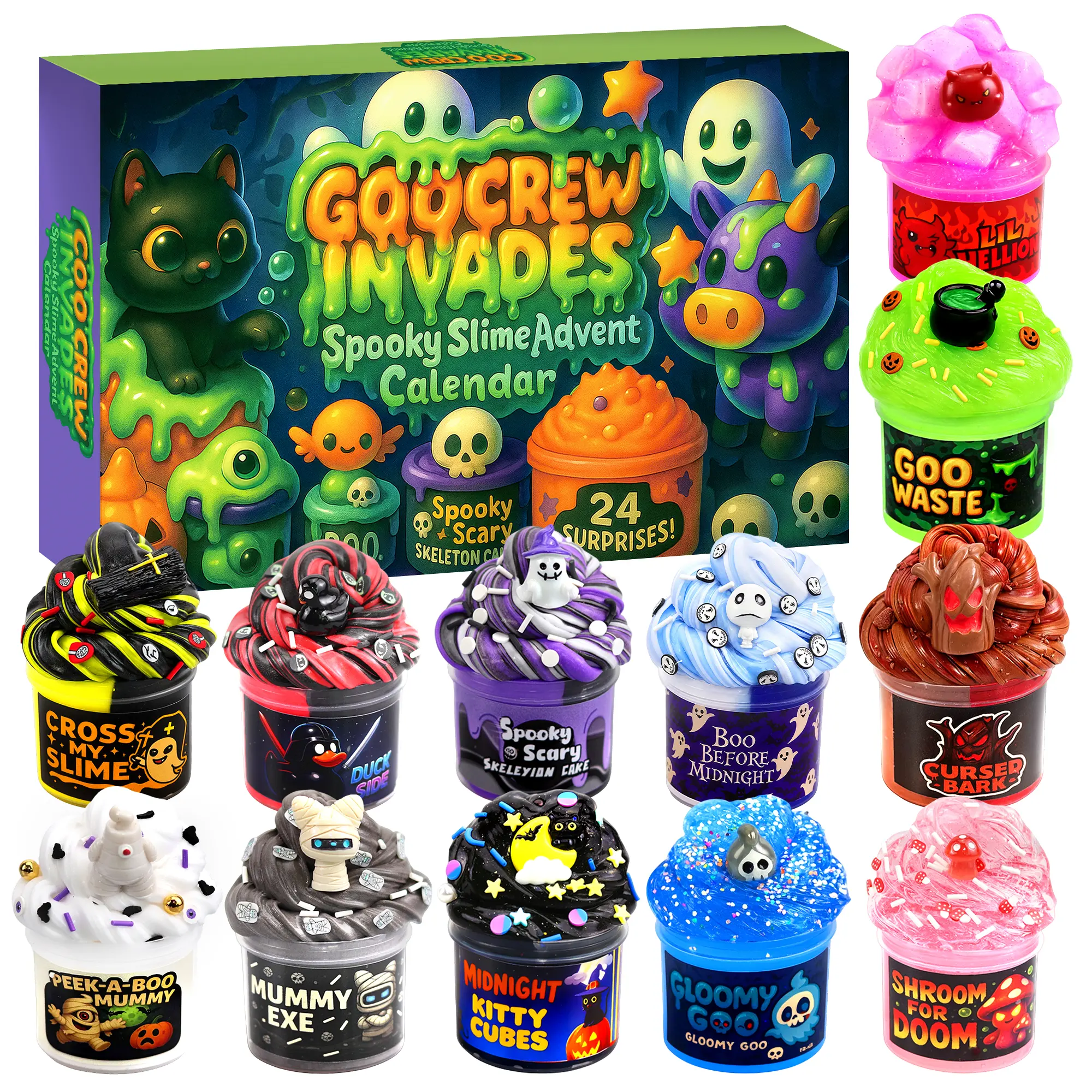 2026 Halloween Slime Set Advent Calendar, for Teen Girls | 24-Day Halloween Set,  Includes Cute toys Collectibles|24 Day Halloween Squishy Advent Calendar 2026 for Kids