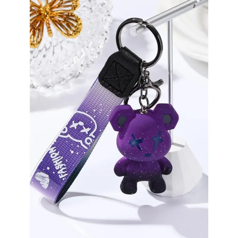 Trendy and versatile birthday gift keychain, cute bear design keychain lanyard, fashionable unisex keychain