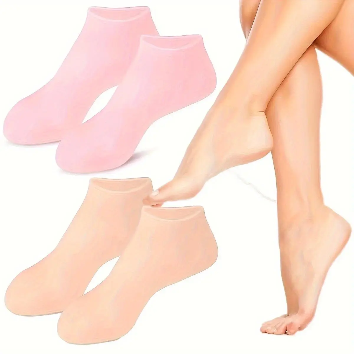 Women's 2-Pack Moisturizing Silicone Gel Socks, Dry Cracked Feet Care, Nourishing Skin, Lubricating Foot Massage Socks (Home Supplies, Party Gift Option)