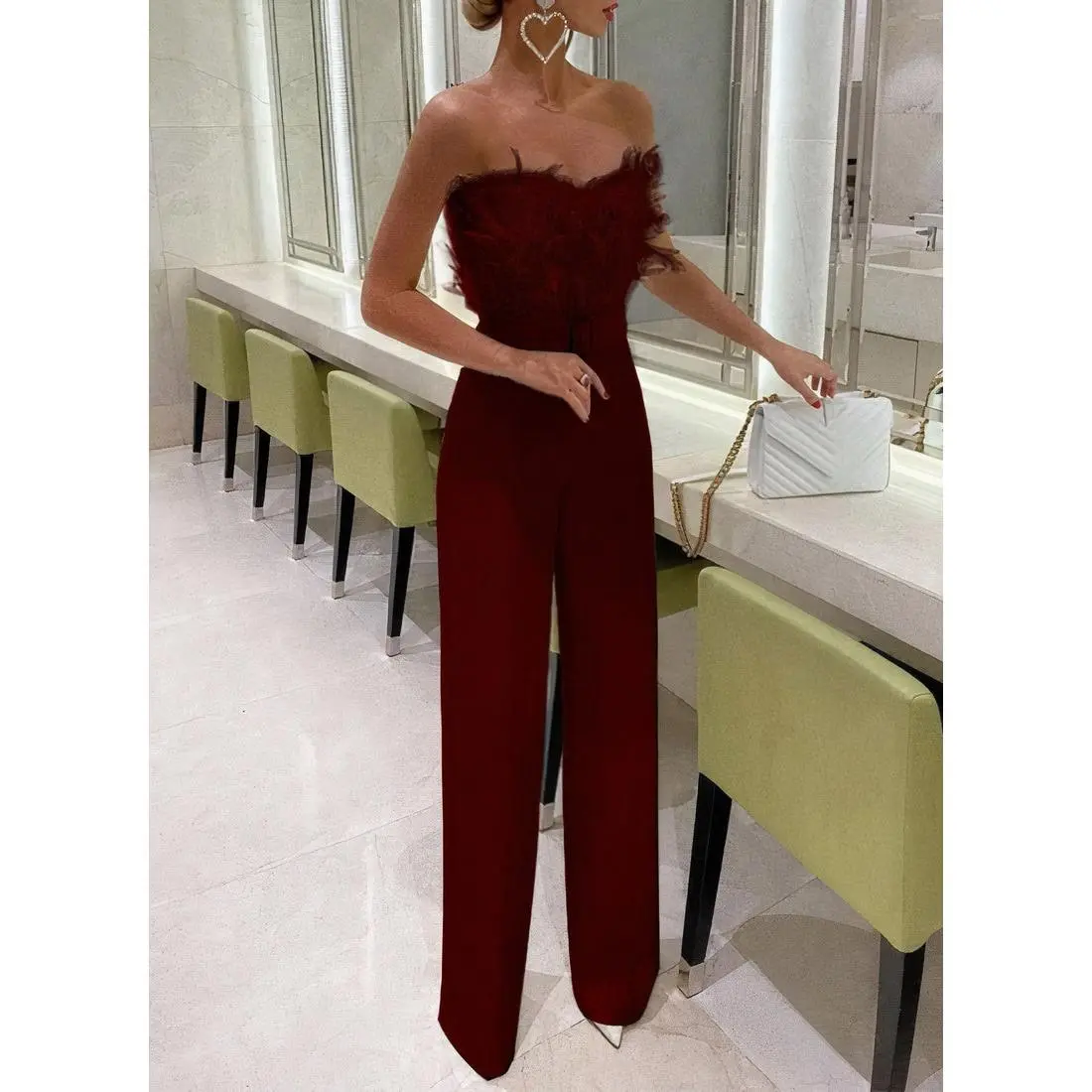 Out-Shine | Women's 1-Piece Overalls - Feminine Feather-Top Jumpsuit with Skirt Design for Everyday Outfits, Skirts