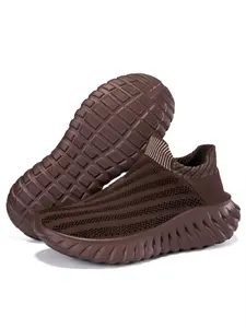 1 Pair Flyknit Sock-style Casual Athletic Sneakers - EVA Light & Elastic Outsole, Multi-color with Elastic Collar, For Daily Wear & Light Sports, Comfortable & Versatile, Sports Shoes