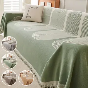 Boho Style Geometric Chenille Sofa Cover, Reusable All-Season Pet-Friendly Couch Protector, Fits Armchairs & Sectionals, Dustproof Sofa Slipcover