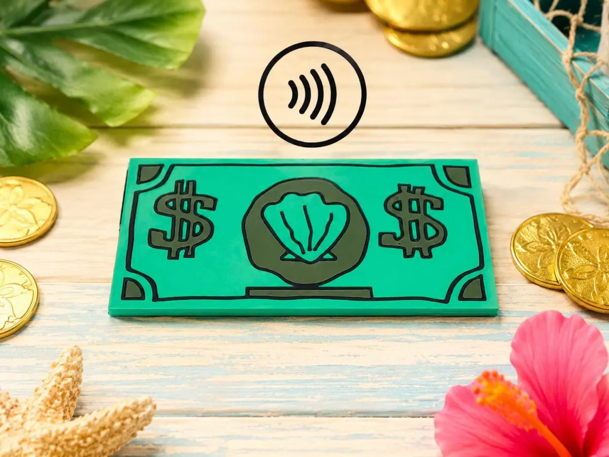 Bikini Bottom Money Tap and Pay Holder - 3D Printed Dollar Bill Card Holder with Seashell