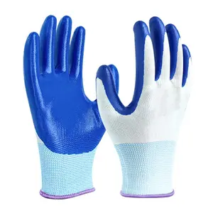 Durable Gardening Gloves, Heavy Duty Garden Gloves, Double Coated （Blue)
