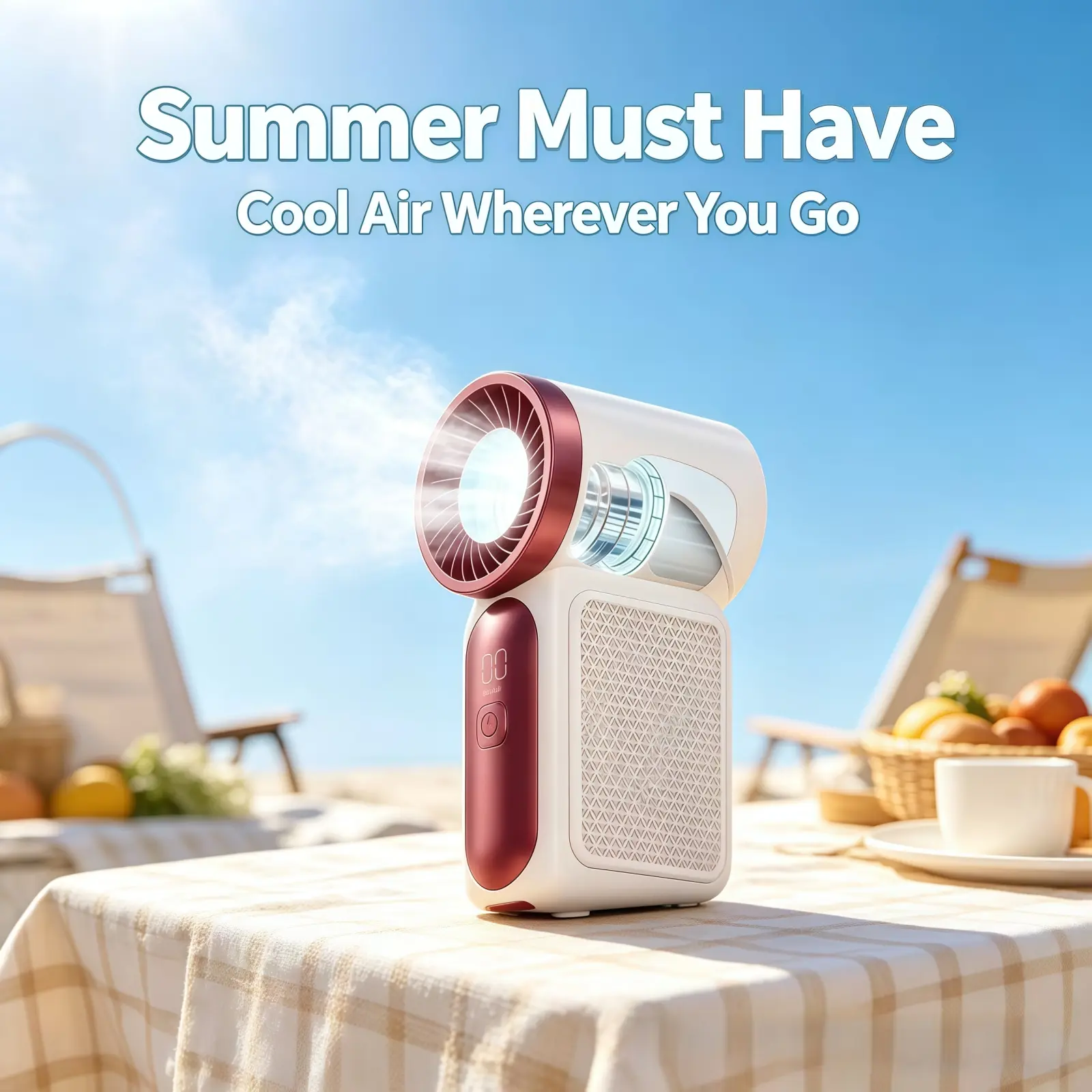 Summer Must Have Pocket Turbo Fan, LED Digital Display 6 Speed Mini Cooling Fan, USB Rechargeable Portable Fan for Outdoor Travel Daily Use