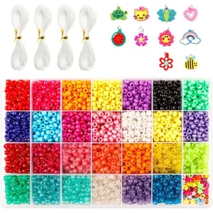 Pony Beads Set - 4,600 pcs 9mm Pony, Letter &  Beads in 27 Colors with Elastic String for Bracelet  Making