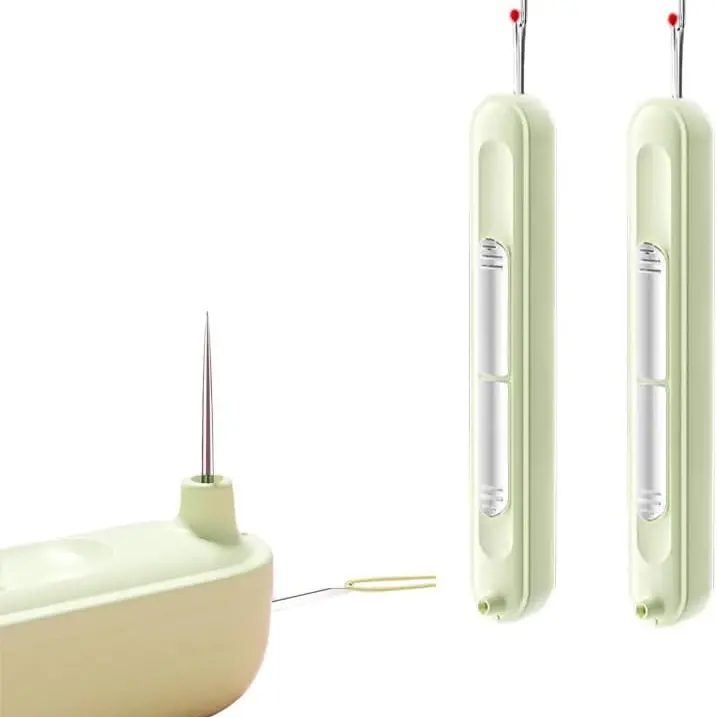 2Pcs 2-in-1 Plug-in Double-Head Needle Threader & Seam Ripper - Sewing Supplies Crafts, DIY Projects Good Sewing Helper, Stretchable Thread Remover, Fabric-Protecting Portable Hand Sewing Tool with Storage