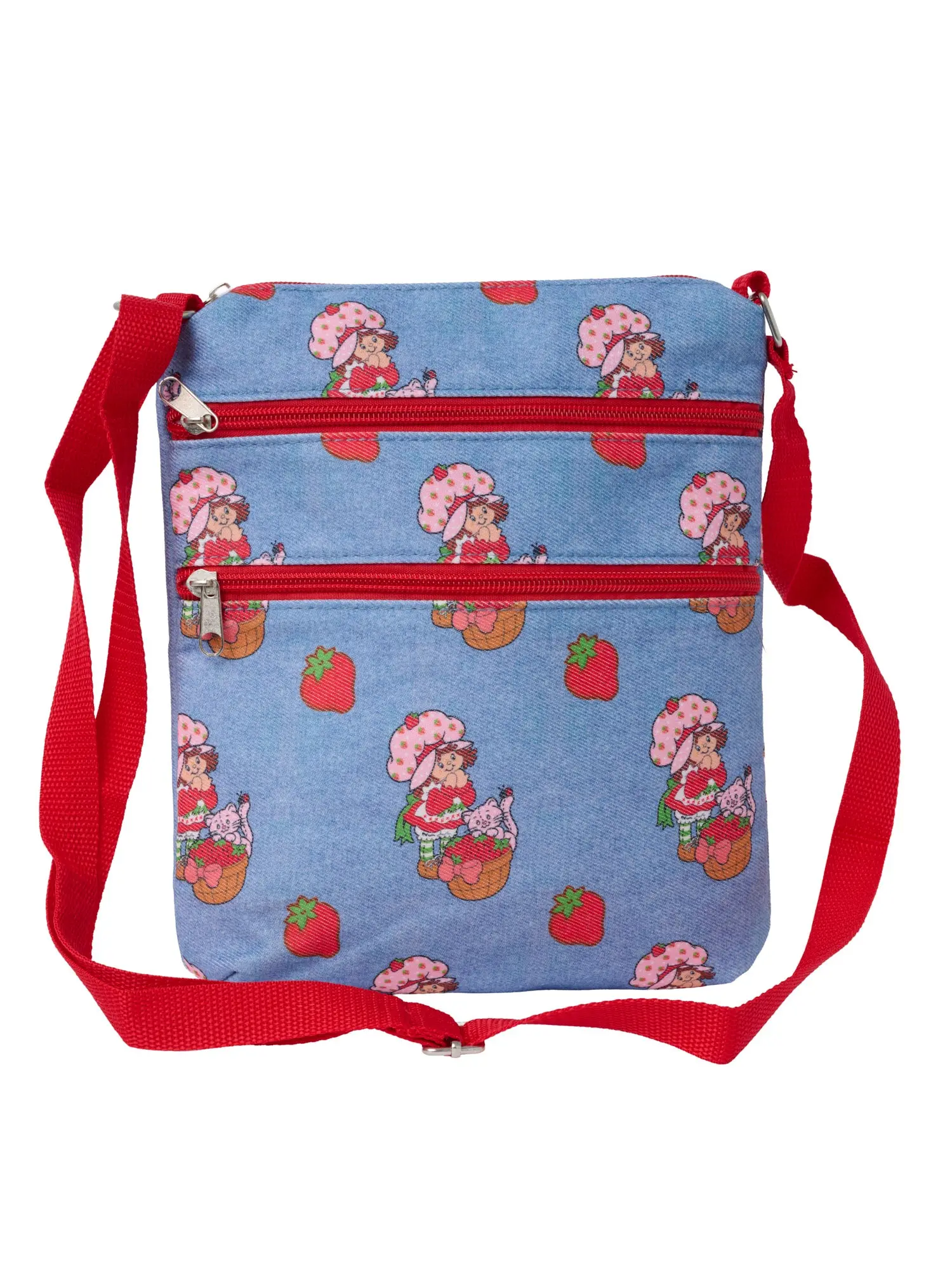 Women's Strawberry Shortcake Crossbody Bag Purse Retro Nostalgia Faux Denim