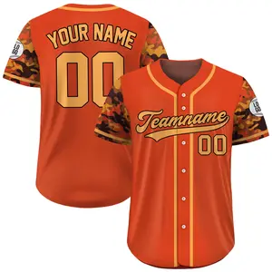 Custom Camo Baseball Jersey Custom Name Number Logo, Personalized Baseball Jersey For Adult Kid, Camouflage Baseball Jersey Uniform Orange