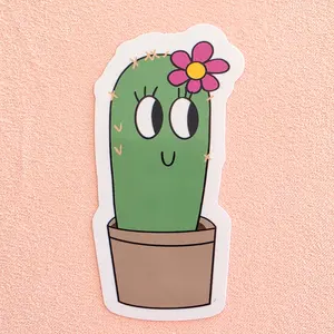 Cute Cactus with Flower Vinyl Sticker