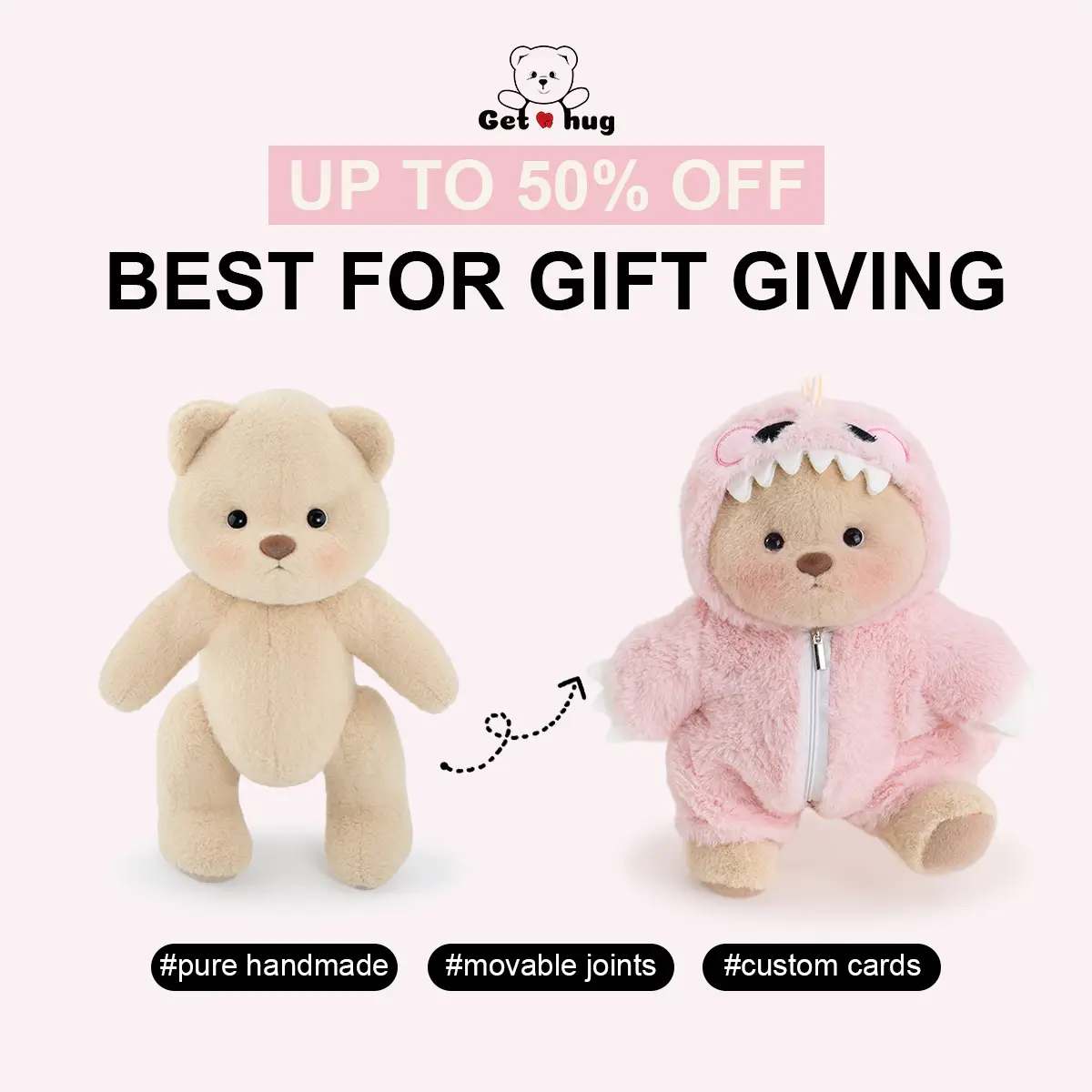 Dinosaur Teddy Bear | Getahug 5 Moveable Joints & Changeable Outfits, Soft Stuffed Animal Plush, Unique Gift for Dino Lovers & Collectors, cozyvibes