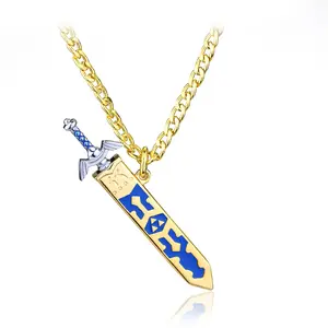 2pcs Game Peripherals The Legend of Zelda Skyward Sword Llavero Colgante Collar para Hombre Game Fans Necklace