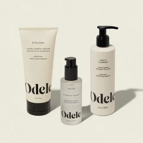 NEW! Odele Air Dry Hair Styling Bundle (Leave-In Conditioner 6 fl. oz, Air Dry Styler 6 fl. oz, & Hair Oil 6 fl. oz) for Moisture, Smoothing & Frizz Control