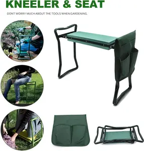 HTTMT- Garden Kneeler Benches Foldable Foam Seat w/EVA Folding Portable Bench Kneeling Pad and Tool Pouch, Protection Body, Knees, Clothes from Dirt & Grass Stains