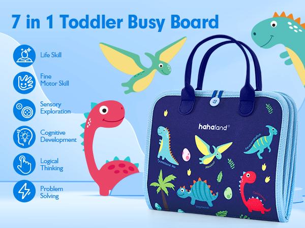 hahaland Busy Board for Toddlers - Montessori Sensory Toy & Travel Activity Book for Learning Fine Motor Skills, Educational Toy for Boys Girls, Hobbies Ideas, Kids Toys Magnetic Building Blocks Macaron Magnetic Blocks