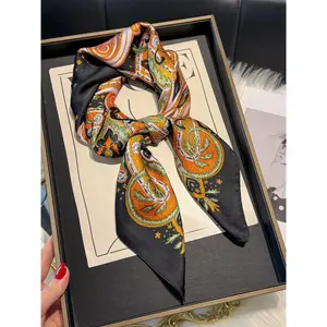 Women's Vintage Paisley Print Square Scarf, Boho Style Soft Comfortable Scarf for Daily Wear, Fashion Accessories for Women & Girls