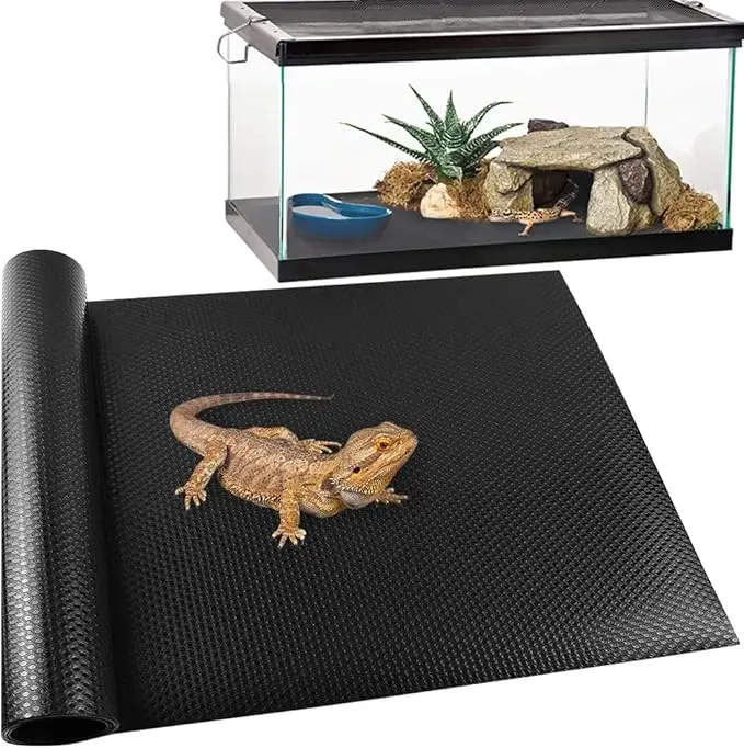 Reptile Tank Carpet Bedding - Easy-to-Cut, Easy-to-Fit, Washable, Reusable Terrarium Flooring Accessory for Bearded Dragons, Ideal Temperature Maintenance for Enclosure Setup