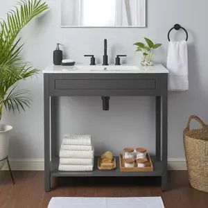 Modway Altura 36" Bathroom Vanity in Gray White Modway Altura 36" Bathroom Vanity in Gray White