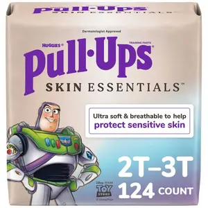 Pull-Ups Skin Essentials Disposable Training Pants for Boys, 2T-3T, Portable, Breathable, Leak-Free, Refastenable, 124ct