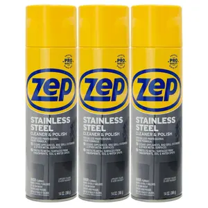 ZEP 14 oz. Stainless Steel Polish, Fast Shine Polish, Time-Saving Aerosol, Invisible Protective Shield, Pro-Grade Protectant, Reduce Cleaning Frequency, Stainless Steel Care Kit, Saves on Appliance Repair.