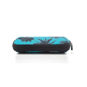 Blenders Pacific Case - Durable EVA Hard Shell, Oxford Fabric Finish, Rubber Zipper Pull, Stylish Protection for Sunglasses & Eyewear, Vibrant Blue with Palm Tree Graphics