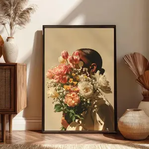 Black Woman Floral Portrait Art Print | Modern Feminine Décor