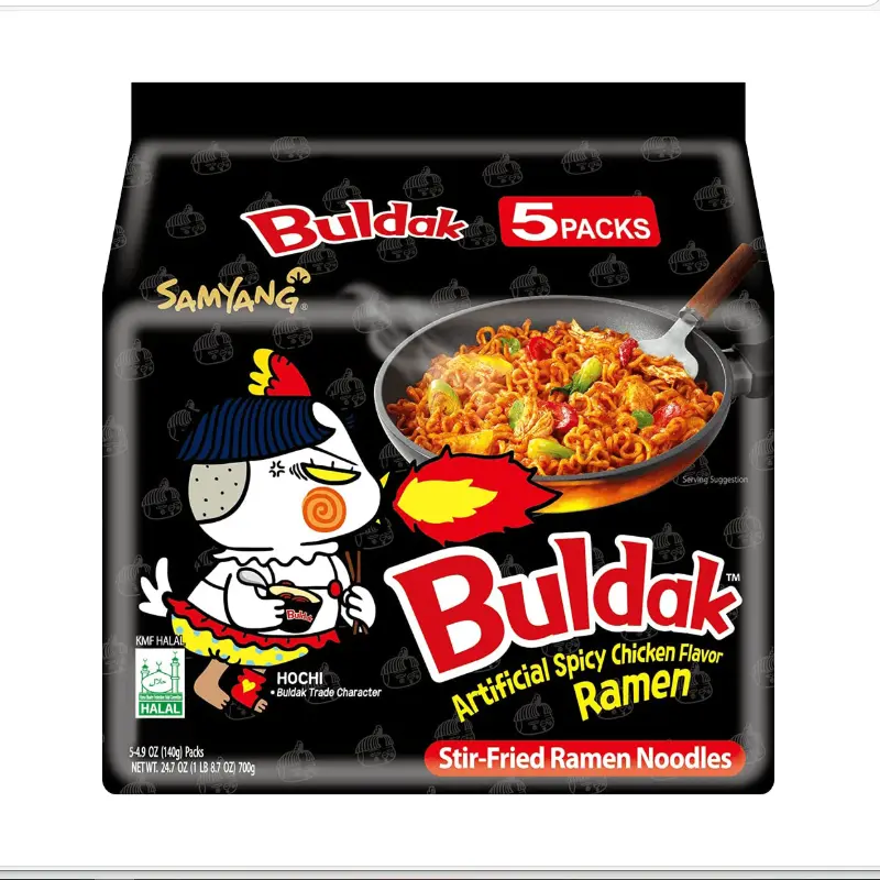 SAMYANG Korean BULDAK Spicy Chicken Turkey Stir-Fried Noodles,700g (5 packs)/bag,Perfect for Christmas New Year Family Gatherings Quick Meals Breakfast Lunch Dinner Versatile Food Option